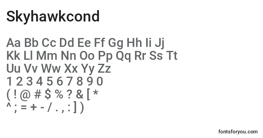 Schriftart Skyhawkcond – Alphabet, Zahlen, spezielle Symbole