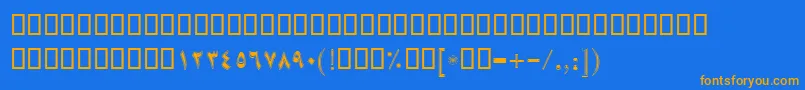 フォントBSara – オレンジ色の文字が青い背景にあります。