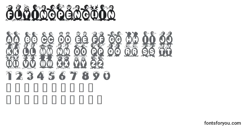Schriftart FlyingPenguin – Alphabet, Zahlen, spezielle Symbole