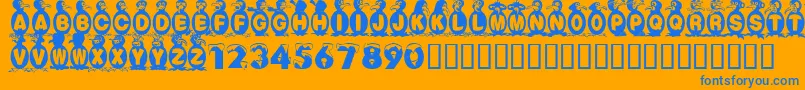 Fonte FlyingPenguin – fontes azuis em um fundo laranja