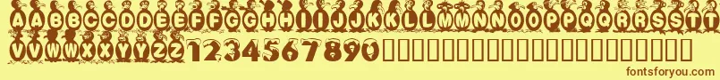 FlyingPenguin Font – Brown Fonts on Yellow Background