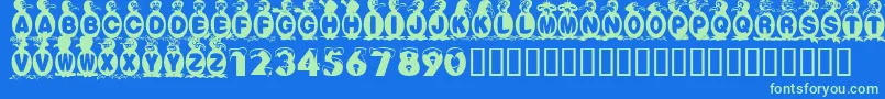 フォントFlyingPenguin – 青い背景に緑のフォント