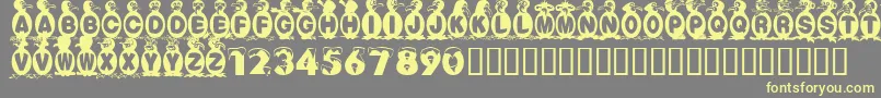FlyingPenguin-Schriftart – Gelbe Schriften auf grauem Hintergrund