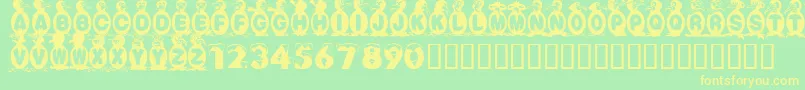 FlyingPenguin-Schriftart – Gelbe Schriften auf grünem Hintergrund