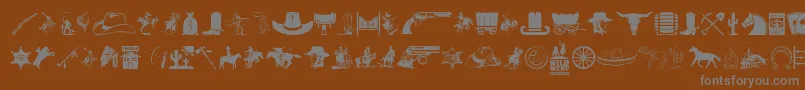 WildWestIcons-Schriftart – Graue Schriften auf braunem Hintergrund