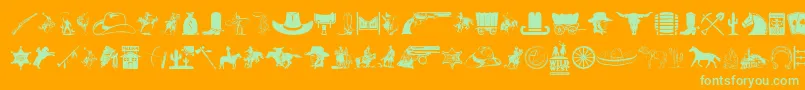 WildWestIcons-Schriftart – Grüne Schriften auf orangefarbenem Hintergrund