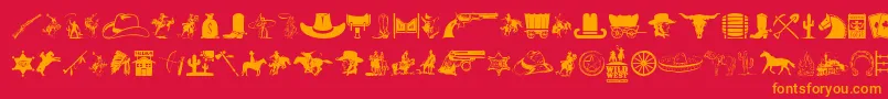 Fonte WildWestIcons – fontes laranjas em um fundo vermelho