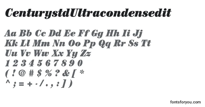 Czcionka CenturystdUltracondensedit – alfabet, cyfry, specjalne znaki