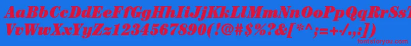 CenturystdUltracondensedit Font – Red Fonts on Blue Background