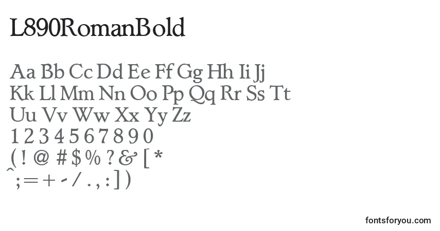 Шрифт L890RomanBold – алфавит, цифры, специальные символы