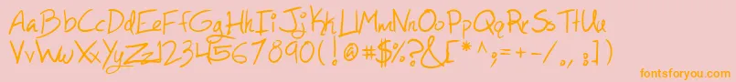 フォントAsyouwish – オレンジの文字がピンクの背景にあります。