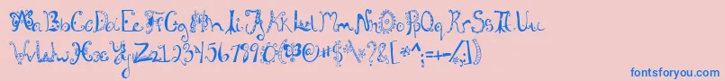 Weitere Informationen zur Fannystreehouse-Schriftart Fannystreehouse-Schriftart – Blaue Schriften auf rosa Hintergrund