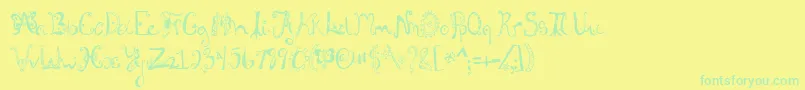 Czcionka Fannystreehouse – zielone czcionki na żółtym tle