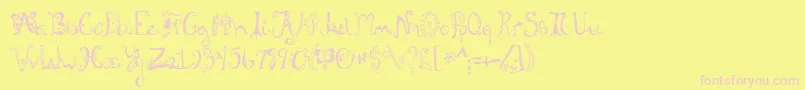 Lisätietoja Fannystreehouse-fontista Fannystreehouse-fontti – vaaleanpunaiset fontit keltaisella taustalla