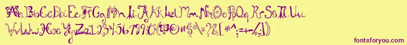 Weitere Informationen zur Fannystreehouse-Schriftart Fannystreehouse-Schriftart – Violette Schriften auf gelbem Hintergrund