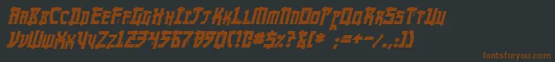 フォントMangaBoldItalic – 黒い背景に茶色のフォント