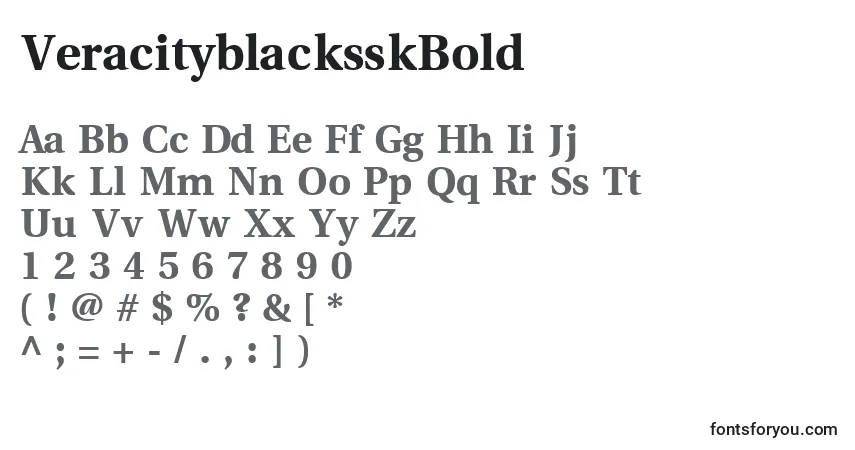 A fonte VeracityblacksskBold – alfabeto, números, caracteres especiais