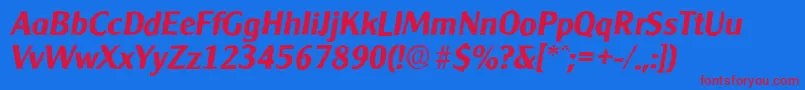 CleargothicantiqueBolditalic Font – Red Fonts on Blue Background