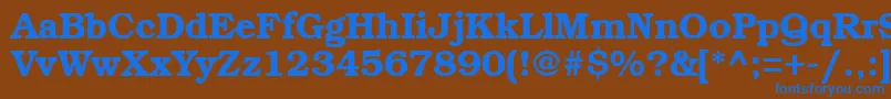 BookmancttBold-Schriftart – Blaue Schriften auf braunem Hintergrund