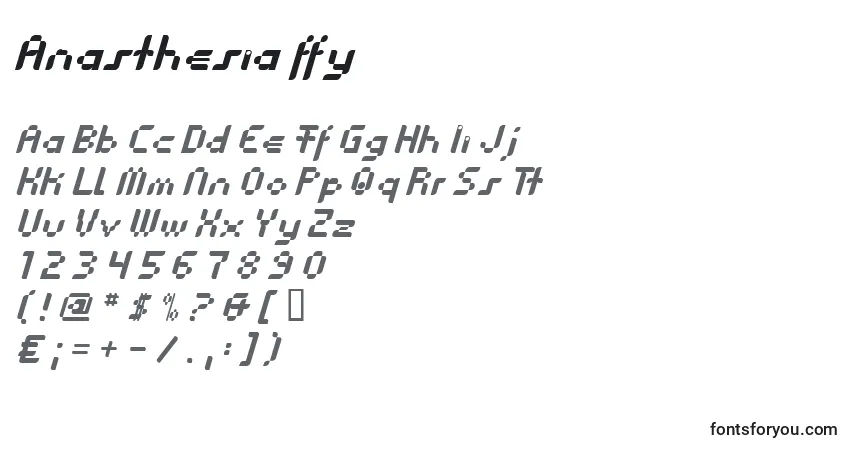 A fonte Anasthesia ffy – alfabeto, números, caracteres especiais