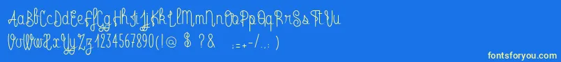 RadioTrust-Schriftart – Gelbe Schriften auf blauem Hintergrund