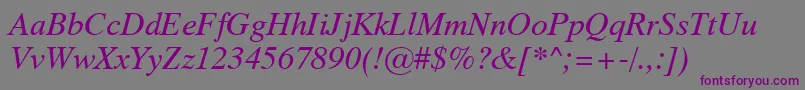 Шрифт Dutch801ItalicSwa – фиолетовые шрифты на сером фоне