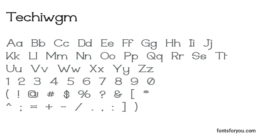 Schriftart Techiwgm – Alphabet, Zahlen, spezielle Symbole