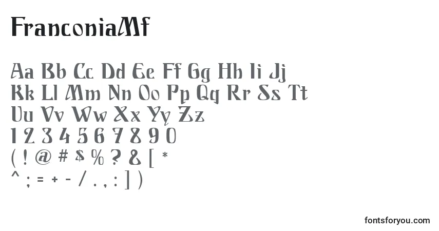 Czcionka FranconiaMf – alfabet, cyfry, specjalne znaki