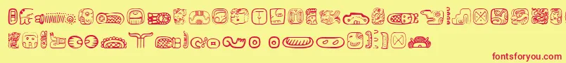 MesoamericaDingsTwo Font – Red Fonts on Yellow Background