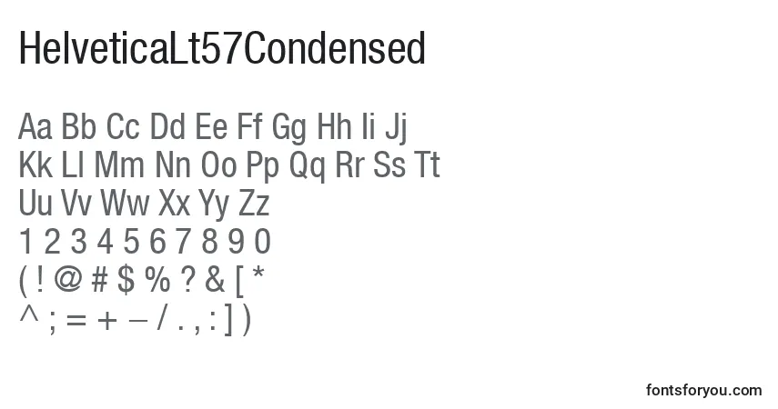 A fonte HelveticaLt57Condensed – alfabeto, números, caracteres especiais