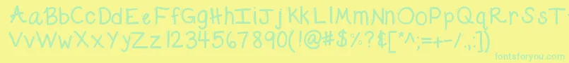 Kbdabble Font – Green Fonts on Yellow Background