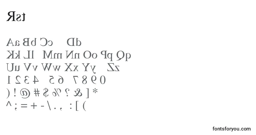 Шрифт Rstimesmirror – алфавит, цифры, специальные символы