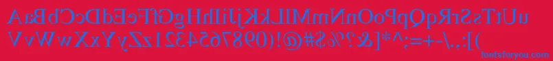 フォントRstimesmirror – 赤い背景に青い文字