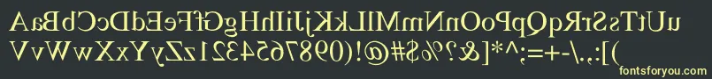 フォントRstimesmirror – 黒い背景に黄色の文字