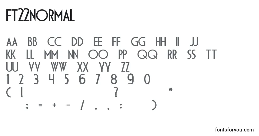 Czcionka Ft22Normal – alfabet, cyfry, specjalne znaki