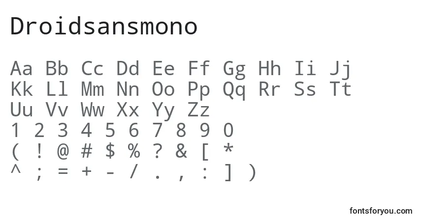 Droidsansmono-fontti – aakkoset, numerot, erikoismerkit