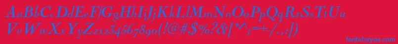 Шрифт NicolascoctregItalic – синие шрифты на красном фоне