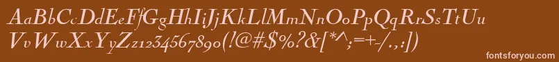 フォントNicolascoctregItalic – 茶色の背景にピンクのフォント