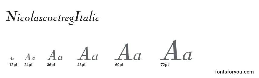 Размеры шрифта NicolascoctregItalic