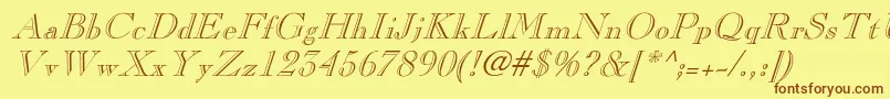 PinchiItalic Font – Brown Fonts on Yellow Background