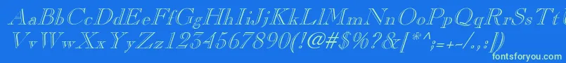 PinchiItalic Font – Green Fonts on Blue Background
