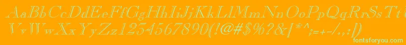 PinchiItalic-Schriftart – Grüne Schriften auf orangefarbenem Hintergrund