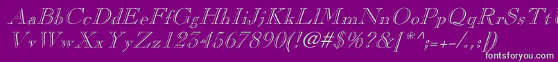 PinchiItalic Font – Green Fonts on Purple Background
