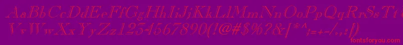 PinchiItalic-Schriftart – Rote Schriften auf violettem Hintergrund