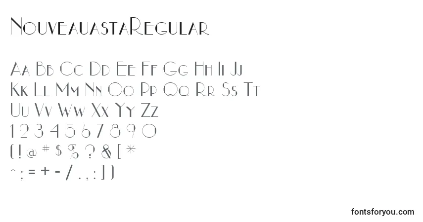 Czcionka NouveauastaRegular – alfabet, cyfry, specjalne znaki