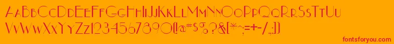 NouveauastaRegular Font – Red Fonts on Orange Background