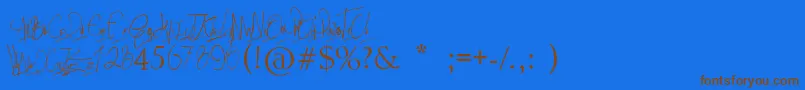 フォントPapposblues..Font – 茶色の文字が青い背景にあります。