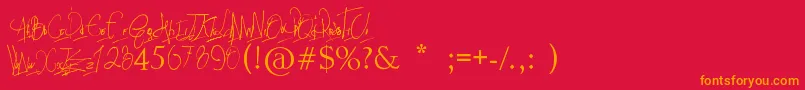 フォントPapposblues..Font – 赤い背景にオレンジの文字