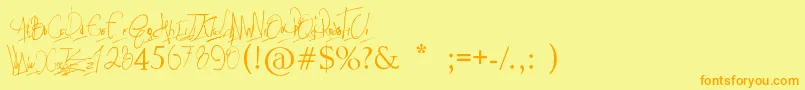 フォントPapposblues..Font – オレンジの文字が黄色の背景にあります。