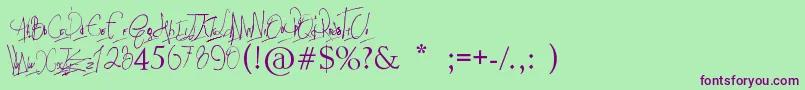 Papposblues..Font Font – Purple Fonts on Green Background